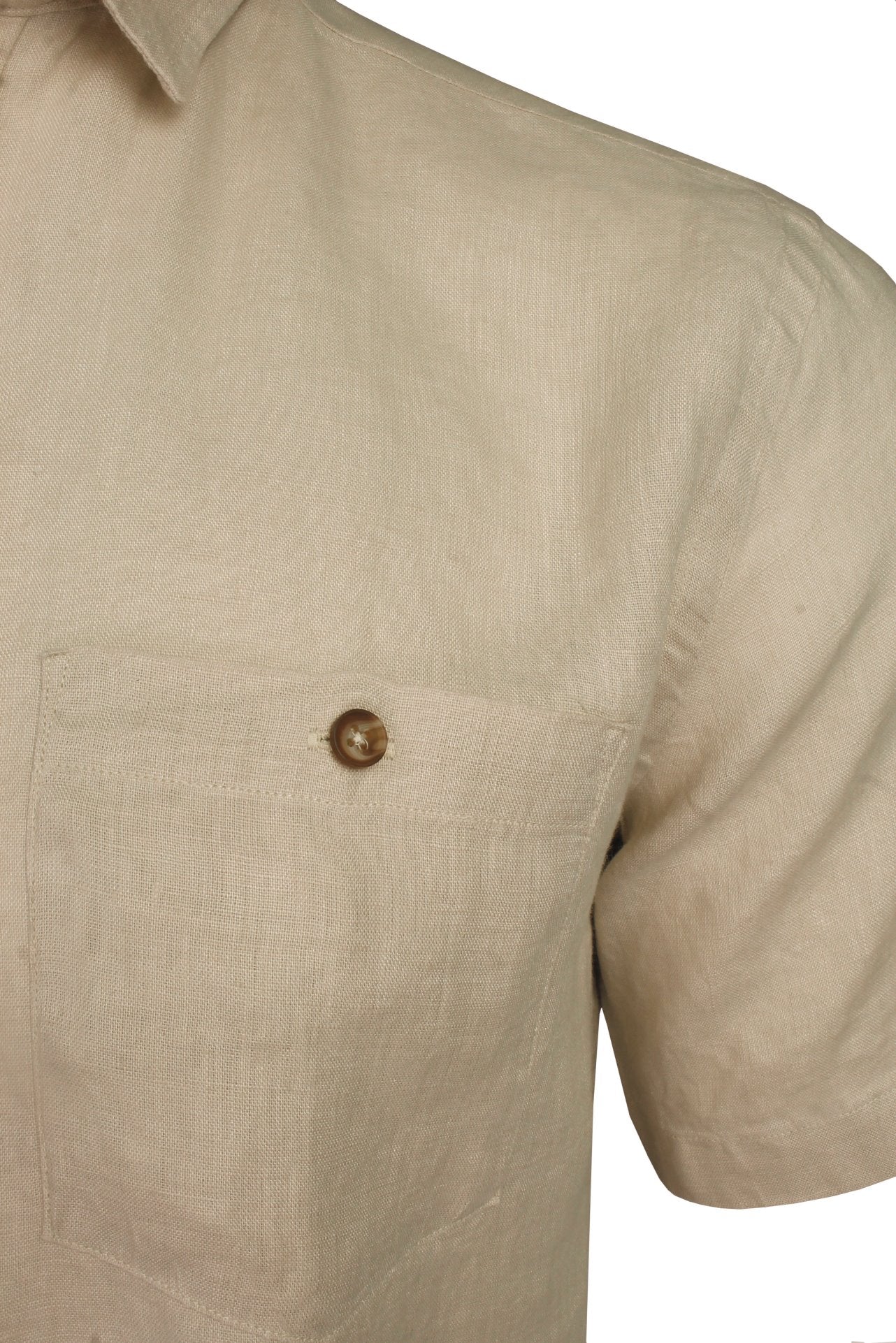 Xact Mens 100% Pure Linen Shirt - Short Sleeved - Regular Fit-2