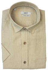 Xact Men's Short-Sleeved Linen Shirt - 100% Pure Linen, Regular Fit-Main Image