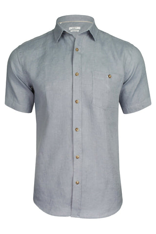 Xact Men's Short-Sleeved Linen Shirt - 100% Pure Linen, Regular Fit-Main Image