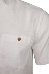Xact Men's Short-Sleeved Linen Shirt - 100% Pure Linen, Regular Fit-3