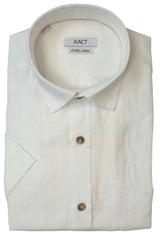 Xact Men's Short-Sleeved Linen Shirt - 100% Pure Linen, Regular Fit-Main Image