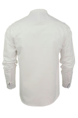 Xact Mens Cotton Oxford Grandad Shirt, Long Sleeved, Slim Fit-3