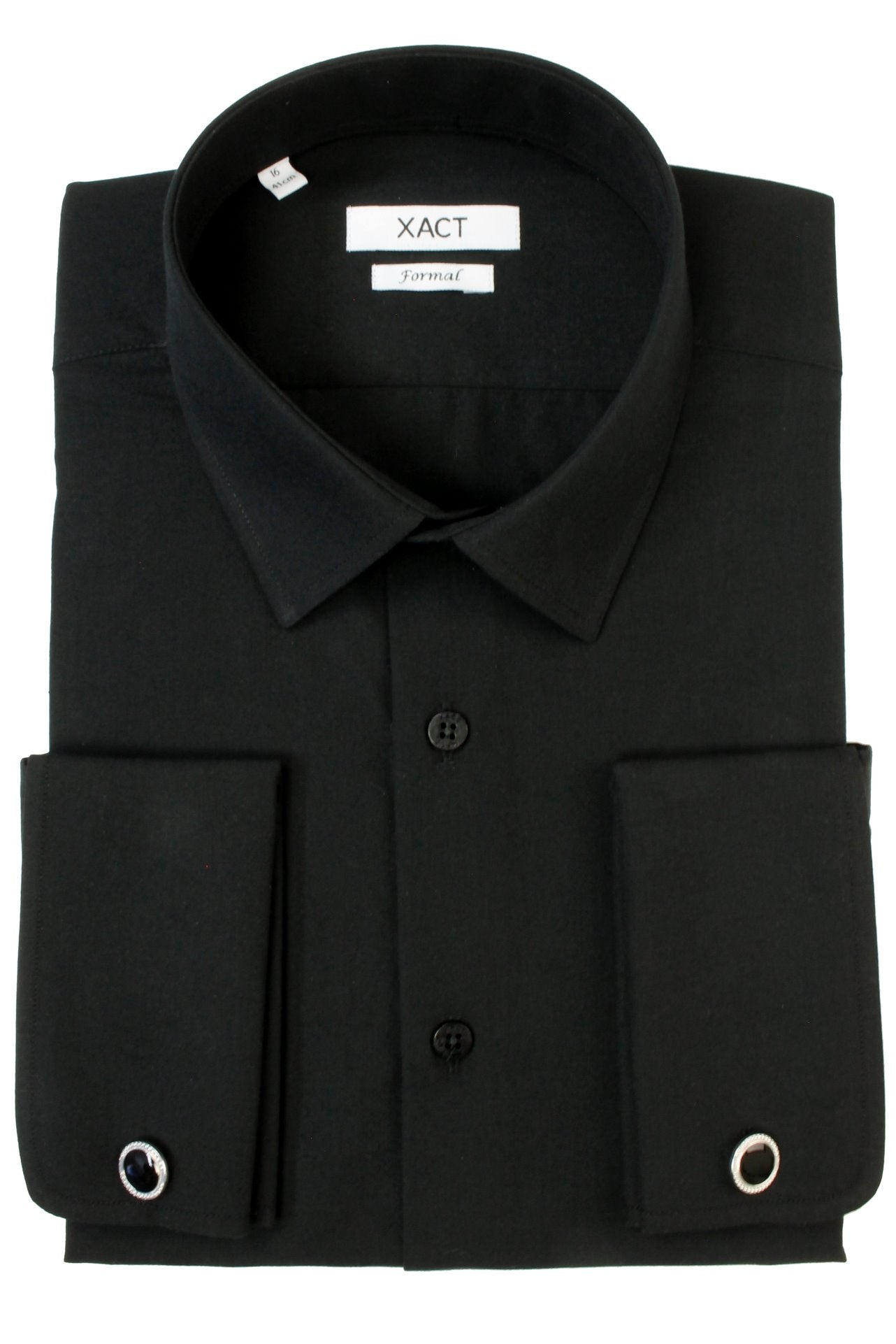 Xact Men's Plain Poplin Formal Shirt with Double/ French Cuff and Cuff Links-Main Image