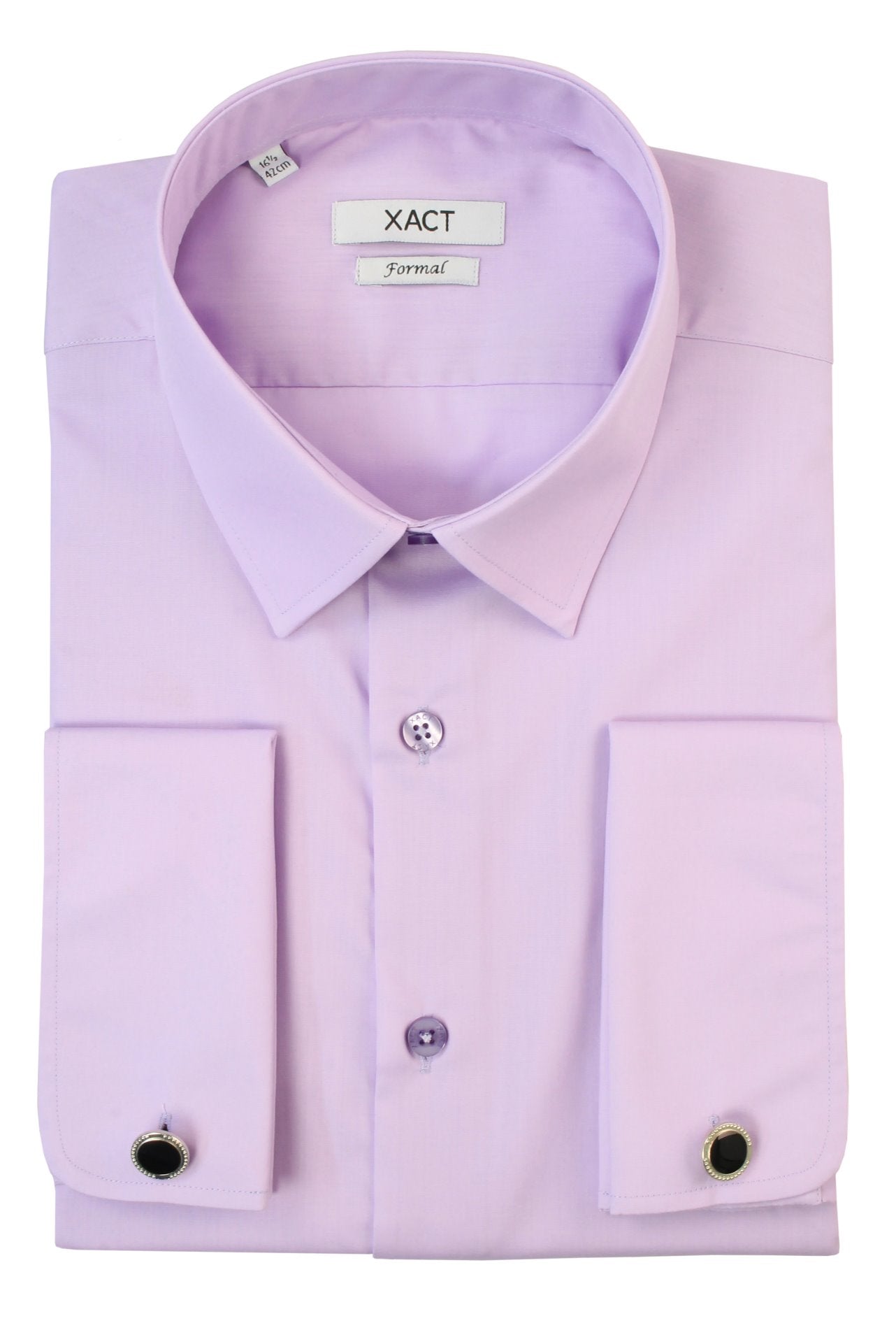 Xact Men's Plain Poplin Formal Shirt with Double/ French Cuff and Cuff Links-Main Image