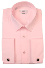 Xact Men's Plain Poplin Formal Shirt with Double/ French Cuff and Cuff Links-Main Image