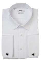 Xact Men's Plain Poplin Formal Shirt with Double/ French Cuff and Cuff Links-Main Image