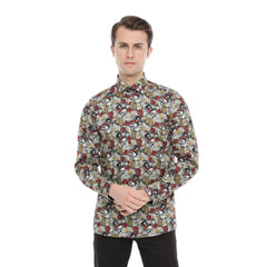 Xact Men's Gambling Skulls Print Long Sleeved Shirt, Regular Fit-Main Image