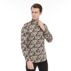 Xact Men's Gambling Skulls Print Long Sleeved Shirt, Regular Fit