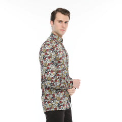 Xact Men's Gambling Skulls Print Long Sleeved Shirt, Regular Fit