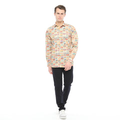 Xact Men's Retro Cassette Tape Print Long Sleeved Shirt, Regular Fit-2