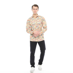 Xact Men's Retro Cassette Tape Print Long Sleeved Shirt, Regular Fit-3