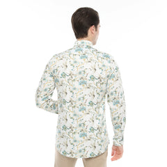 Xact Men's Crane Bird Print Long Sleeved Shirt, Regular Fit