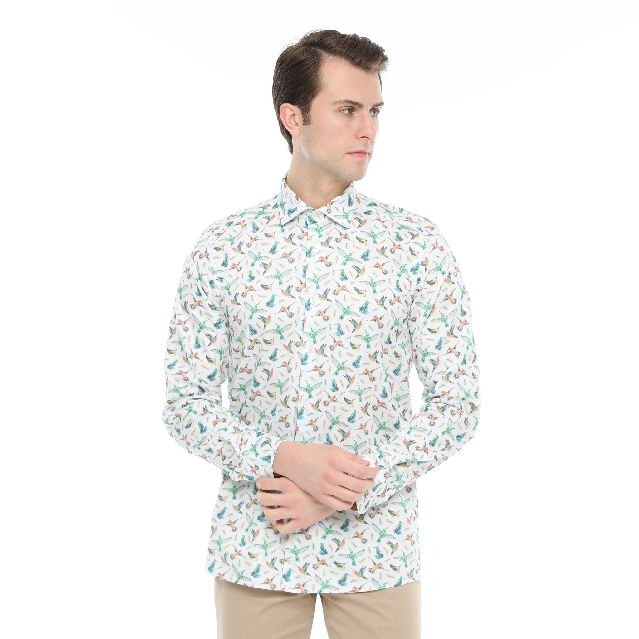 Xact Men's Hummingbird Print Long Sleeved Shirt, Regular Fit-4