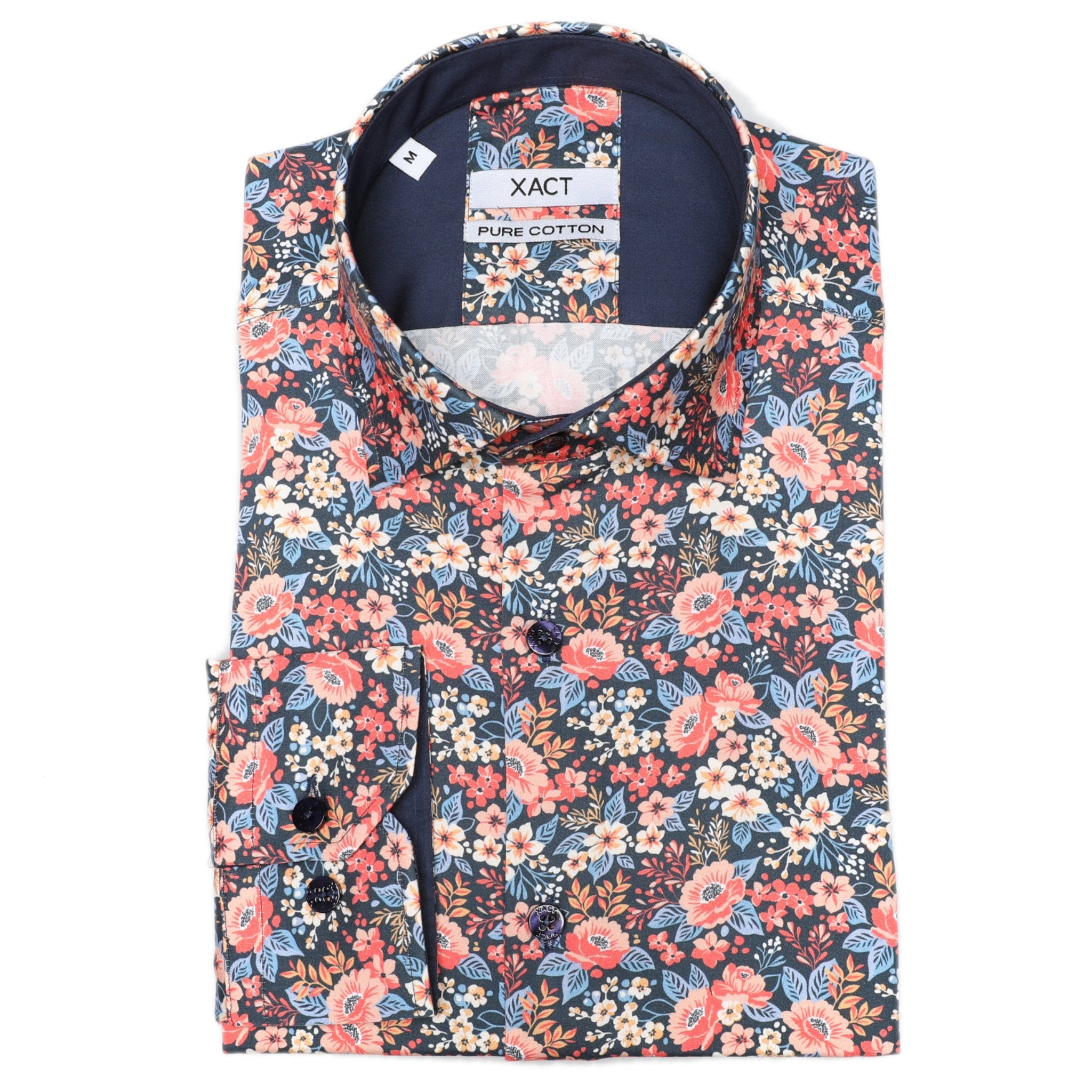 Xact Men's Ditsy Floral Print Long Sleeved Shirt, Regular Fit-Main Image