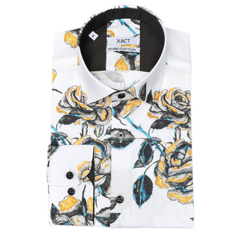 Xact Men's Rose Print Long Sleeved Shirt, Regular Fit-Main Image
