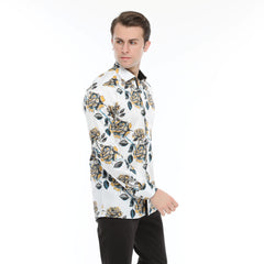 Xact Men's Rose Print Long Sleeved Shirt, Regular Fit