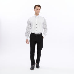 Xact Men's Printed Tuxedo Shirt, Double/French Cuff, Regular Fit, Bow Tie & Cuff Links Included