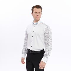 Xact Men's Printed Tuxedo Shirt, Double/French Cuff, Regular Fit, Bow Tie & Cuff Links Included-3