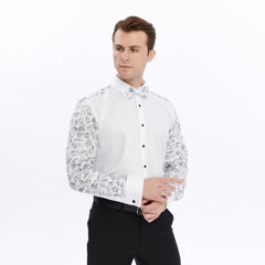 Xact Men's Printed Tuxedo Shirt, Double/French Cuff, Regular Fit, Bow Tie & Cuff Links Included-2