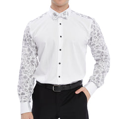 Xact Men's Printed Tuxedo Shirt, Double/French Cuff, Regular Fit, Bow Tie & Cuff Links Included-Main Image