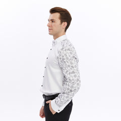 Xact Men's Printed Tuxedo Shirt, Double/French Cuff, Regular Fit, Bow Tie & Cuff Links Included-4