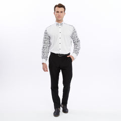 Xact Men's Printed Tuxedo Shirt, Double/French Cuff, Regular Fit, Bow Tie & Cuff Links Included