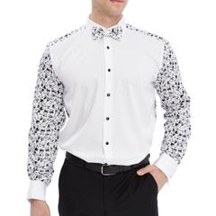 Xact Men's Printed Tuxedo Shirt, Double/French Cuff, Regular Fit, Bow Tie & Cuff Links Included-Main Image