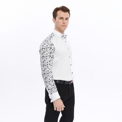 Xact Men's Printed Tuxedo Shirt, Double/French Cuff, Regular Fit, Bow Tie & Cuff Links Included-4