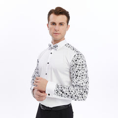 Xact Men's Printed Tuxedo Shirt, Double/French Cuff, Regular Fit, Bow Tie & Cuff Links Included-2