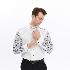 Xact Men's Printed Tuxedo Shirt, Double/French Cuff, Regular Fit, Bow Tie & Cuff Links Included-3