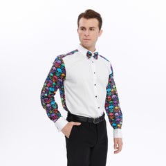 Xact Men's Printed Tuxedo Shirt, Double/French Cuff, Regular Fit, Bow Tie & Cuff Links Included-2