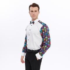 Xact Men's Printed Tuxedo Shirt, Double/French Cuff, Regular Fit, Bow Tie & Cuff Links Included-4