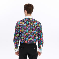 Xact Men's Printed Tuxedo Shirt, Double/French Cuff, Regular Fit, Bow Tie & Cuff Links Included