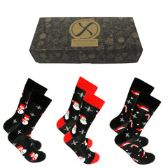 Xact Mens Christmas Xmas Socks Gift Box - UK 7-11 (3-Pack)-Main Image