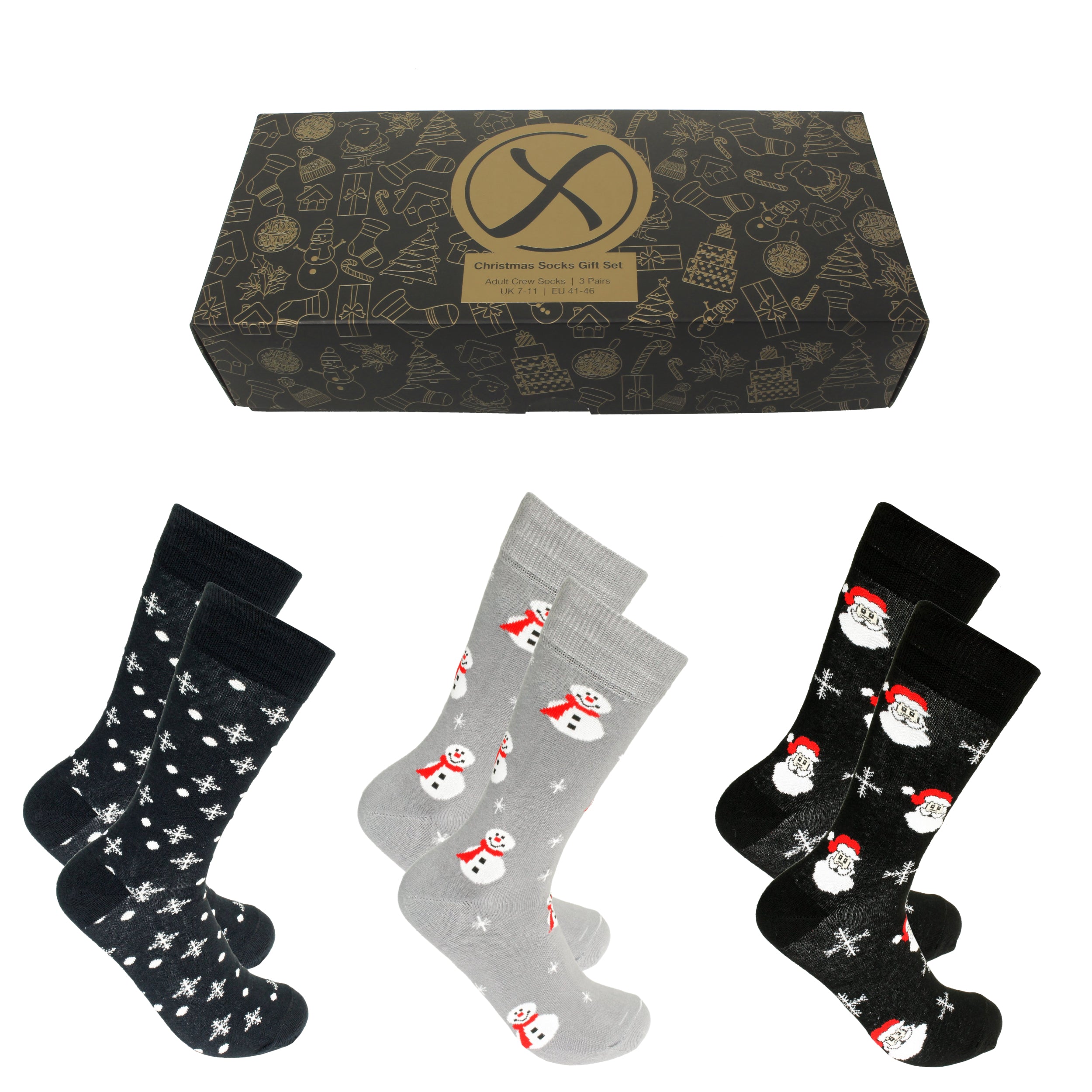 Xact Mens Christmas Xmas Socks Gift Box - UK 7-11 (3-Pack)-Main Image