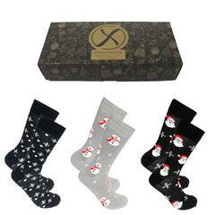 Xact Mens Christmas Xmas Socks Gift Box - UK 7-11 (3-Pack)-Main Image