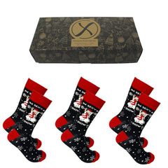 Xact Mens Christmas Xmas Socks Gift Box - UK 7-11 (3-Pack)-Main Image