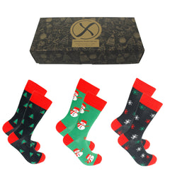 Xact Mens Christmas Xmas Socks Gift Box - UK 7-11 (3-Pack)-Main Image