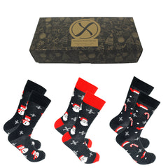 Xact Mens Christmas Xmas Socks Gift Box - UK 7-11 (3-Pack)-Main Image