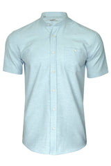 Xact Men's Grandad Collar Oxford Shirt Slim Fit Short Sleeved-Main Image