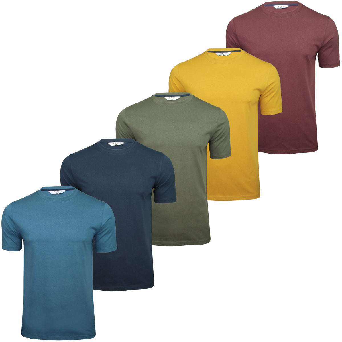 Xact Mens 5-Pack Plain Crew Neck Cotton T-Shirts-Main Image