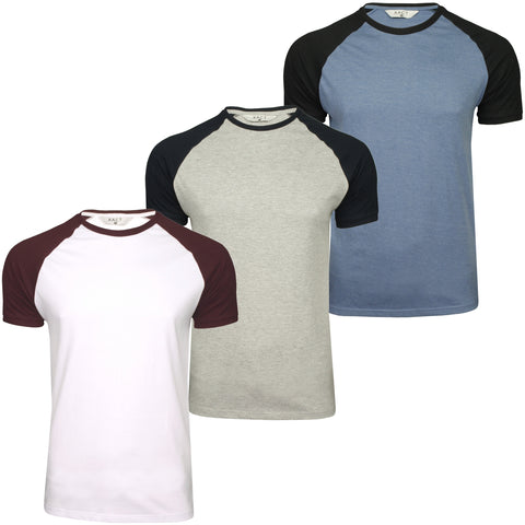 Xact Mens 3-Pack T-Shirts with Raglan Short Sleeves and Crew Neck Collar-Main Image