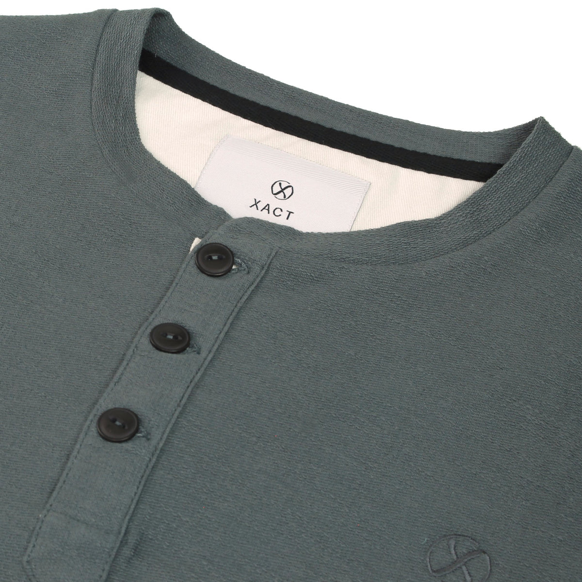 Xact Men's Collarless Grandad Henley T-Shirt, Long Sleeve, 100% Cotton, 200 GSM-4