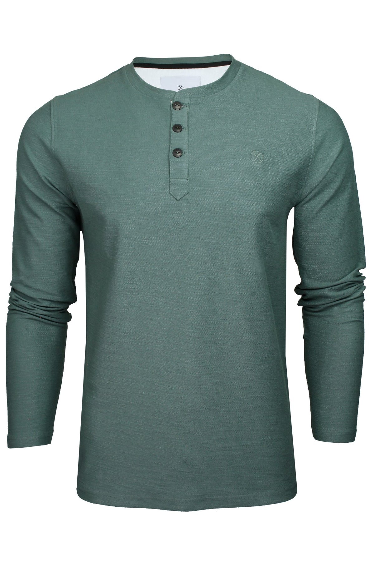 Xact Men's Collarless Grandad Henley T-Shirt, Long Sleeve, 100% Cotton, 200 GSM-Main Image