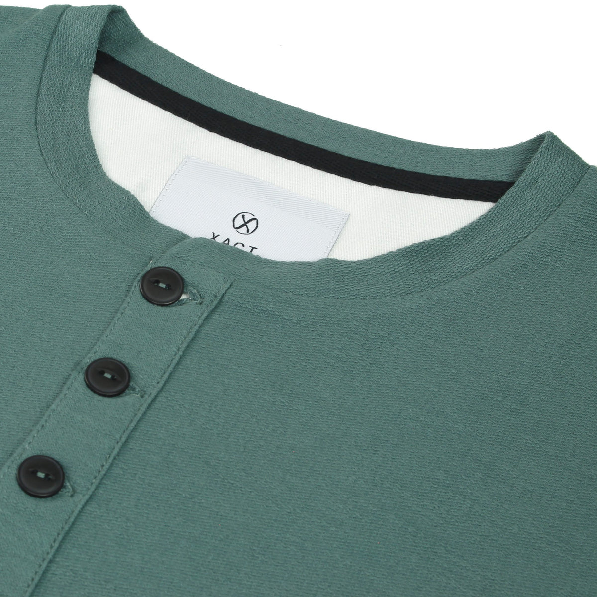 Xact Men's Collarless Grandad Henley T-Shirt, Long Sleeve, 100% Cotton, 200 GSM-4