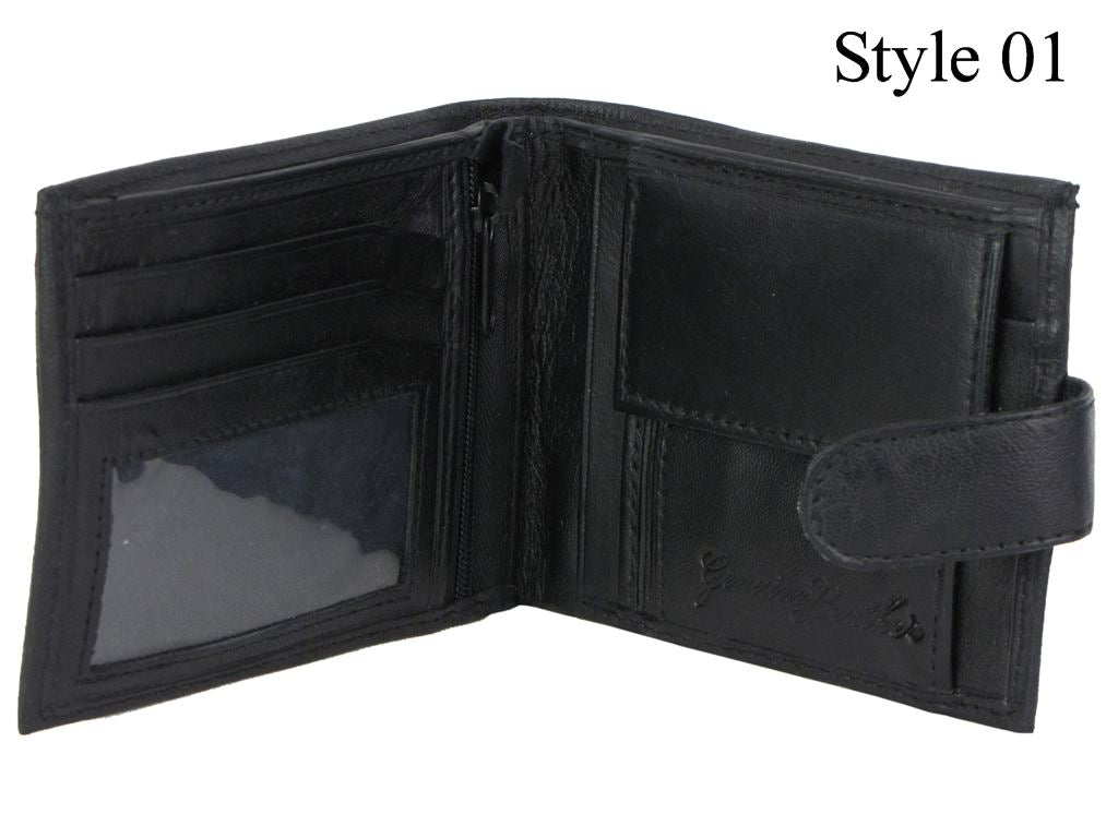 Mens Soft Leather Billfold Wallet - Coin Pocket & Photo Space (Black)-2