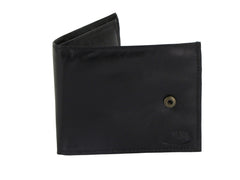 Mens Soft Leather Billfold Wallet - Coin Pocket & Photo Space (Black)-Main Image