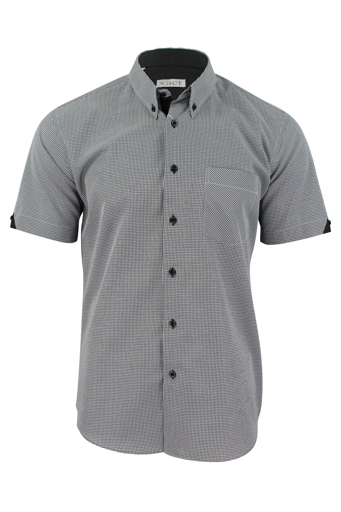 Mens Short Sleeved Shirt by Xact Clothing Micro Gingham Check-2