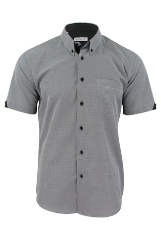 Mens Short Sleeved Shirt by Xact Clothing Micro Gingham Check-Main Image