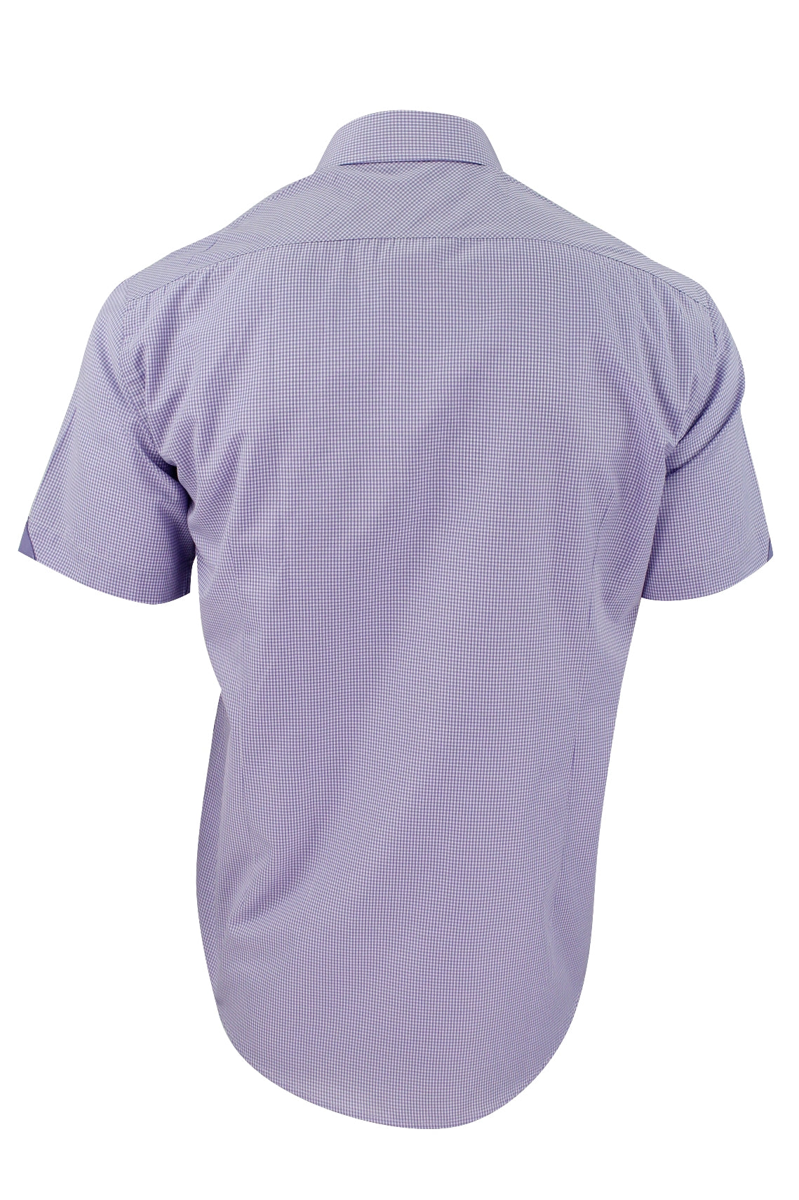 Mens Short Sleeved Shirt by Xact Clothing Micro Gingham Check-3